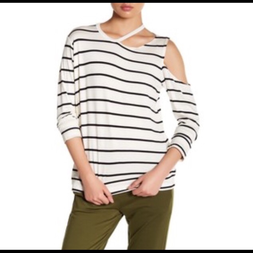 C&C California Ava Striped Cutout Tee XLarge